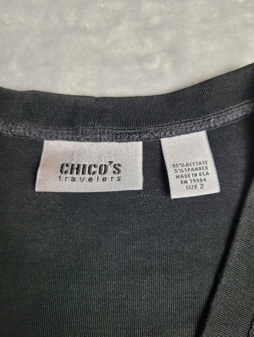 Chico's Travelers Black Slinky Knit Cardigan Size 2 V-Neck Button Front Stretch - Picture 4 of 9
